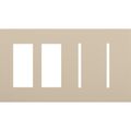 Product Image of New Architectural 4-Gang Wall Plate, Fits 2 Accessories, 2 Grafik T Controls, Matte Finish, Taupe