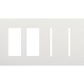 Product Image of New Architectural 4-Gang Wall Plate, Fits 2 Accessories, 2 Grafik T Controls, Matte Finish, White