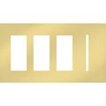 Product Image of New Architectural 4-Gang Wall Plate, Fits 2 Accessories, 2 Grafik T Control, Metal Finish, Bright Brass