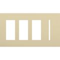 Product Image of New Architectural 4-Gang Wall Plate, Fits (3) Accessories, 1 Grafik T Control, Matte Finish, Ivory