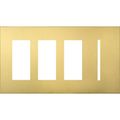 Product Image of Architectural 4-Gang Wall Plate, Fits (3) Accessories, 1 Grafik T Control, Metal Finish, Satin Brass