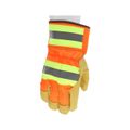 Product Image of 19251 Luminator High Visibility Fleece Lined Leather Palm Work Gloves, Orange w/ Silver Reflective Stripes (Large)