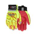 Product Image of PD4903 Predator Mechanic Work Gloves, Leather Palm, TPR Back, High Visibility (Large)