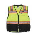 Product Image of PSURVCL2LS Luminator High Visibility Surveyor Safety Vest, Zippered w/ Solid Front Mesh Back, Lime (2XL)