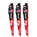Product Image of 6" 5 TPI AX w/NITRUS Carbide Teeth SAWZALL Blade for Wood with Nails (Pack of 3), 48-00-7351