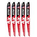 Product Image of 9" 5 TPI AX w/NITRUS Carbide Teeth SAWZALL Blade for Wood with Nails (Pack of 5), 48-00-7552