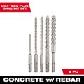 Product Image of 5 PC SDS Plus 4CT MX4 Rotary Hammer Drill Bit Set, 48-20-7498