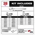 Product Image of 28 pc 1/2" Drive Metric Ratchet and Socket Set with 4 Flat Sides, 48-22-9510