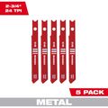 Product Image of 2-3/4" 24TPI U-Shank Metal High Speed Steel Jig Saw Blades (Pack of 5), 48-42-0140