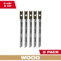 Product Image of 3-1/8" 8TPI U-Shank Wood High Carbon Steel Jig Saw Blades (Pack of 5), 48-42-0240