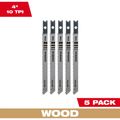 Product Image of 4" 10TPI U-Shank Wood High Carbon Steel Jig Saw Blades (Pack of 5), 48-42-0640