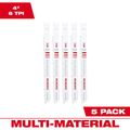 Product Image of 4" 6TPI U-Shank Multi-Material Bi-Metal Jig Saw Blade (Pack of 5), 48-42-2300
