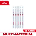 Product Image of 4" 10TPI U-Shank Multi-Material Bi-Metal Jig Saw Blades (Pack of 5), 48-42-2310