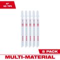 Product Image of 4" 10TPI T-Shank Multi-Material Bi-Metal Jig Saw Blade (Pack of 5), 48-42-5310