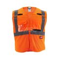 Product Image of Class 2 Breakaway High Visibility Orange Mesh Safety Vest - 4XL/5XL, 48-73-5128