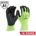 Product Image of 12 Pair High Visibility Cut Level 1 Polyurethane Dipped Gloves (XL), 48-73-8913B