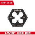 Product Image of 9/16" -12 NC 1-7/16" Hex Threading Die, 49-57-5365