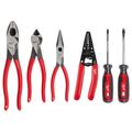 Product Image of 6 Piece Dipped Grip Cutting Pliers, Wire Stripper & Cushion Grip Screwdriver Set (Made in USA), MT500-6
