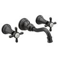 Product Image of Weymouth Matte Black 2 Handle Wall Mount Bathroom Faucet, TS42112BL