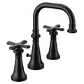 Product Image of Colinet Matte Black 2 Handle Bathroom Faucet, Cross Handles, Widespread, TS44103BL