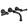 Product Image of Colinet Matte Black 2 Handle Wall Mount Bathroom Faucet, TS44104BL