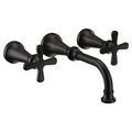Product Image of Colinet Matte Black 2 Handle Wall Mount Bathroom Faucet, Cross Handles, TS44105BL
