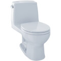 Product Image of Eco Ultramax 1.28 GPF One-Piece Round Toilet w/ SoftClose Seat and E-MAX Flush System (Left Trip Lever) (Cotton White)