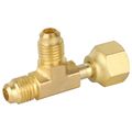 Product Image of 1/4" Access Tee Connector w/ Flare Nut & Depressor, 1/4" SAE x 1/4" FE SAE Swivel, Nut on Run (Pack of 3)
