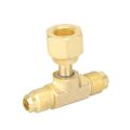 Product Image of 1/4" Access Tee Connector w/ Flare Nut, 1/4" SAE x 1/4" FE SAE Swivel, Nut on Branch (Pack of 3)