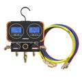Product Image of Flex72 Manifold Gauge w/ Digital Display, Accomodates 72 Refrigerants & 1/4" 45-Degree Low Loss Refrigerant Hose Set - Red, Blue, and Yellow (5')