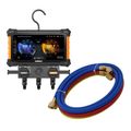 Product Image of Digital Manifold Gauge 2 Valve w/ Wireless Temp Clamps (Bluetooth and myNAVAC App Compatible) - w/o Vacuum Gauge & 1/4" 45-Degree Refrigerant Charging Hose Set (5')