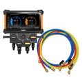 Product Image of Digital Manifold Gauge 4 Valve w/ Wireless Temp Clamps (Bluetooth and myNAVAC App Compatible) - w/o Vacuum Gauge & 1/4" 45-Degree Charging Refrigerant Hose Set (5')