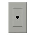 Product Image of Architectural Telephone Jack, 6-conductor, RJ11, Single Gangw/ Wall Plate, Matte Finish, Gray