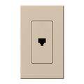 Product Image of Architectural Telephone Jack, 6-conductor, RJ11, Single Gangw/ Wall Plate, Matte Finish, Taupe