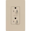 Product Image of Architectural 15A Dual Dimming, Tamper Resist Duplex Receptacle, 125V,w/ Wall Plate, Matte Finish, Taupe