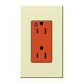 Product Image of Architectural 15A Isolated Ground Duplex Receptacle, Orange Outlet, Color Code for Included Wall Plate, Matte Finish, Almond