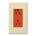 Product Image of Architectural 15A Isolated Ground Duplex Receptacle, Orange Outlet, Color Code for Included Wall Plate, Matte Finish, Beige