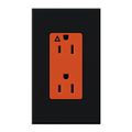 Product Image of Architectural 15A Isolated Ground Duplex Receptacle, Orange Outlet, Color Code for Included Wall Plate, Matte Finish, Black