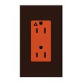 Product Image of Architectural 15A Isolated Ground Duplex Receptacle, Orange Outlet, Color Code for Included Wall Plate, Matte Finish, Brown
