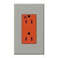 Product Image of Architectural 15A Isolated Ground Duplex Receptacle, Orange Outlet, Color Code for Included Wall Plate, Matte Finish, Gray