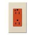 Product Image of Architectural 15A Isolated Ground Duplex Receptacle,Orange Outlet,Color Code for Incl'd Wall Plate,Matte Finish,Light Almond