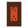 Product Image of Architectural 15A Isolated Ground Duplex Receptacle, Orange Outlet, Color Code for Included Wall Plate, Matte Finish, Sienna