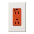 Product Image of Architectural 15A Isolated Ground Duplex Receptacle, Orange Outlet, Color Code for Included Wall Plate, Matte Finish, White