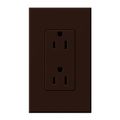 Product Image of Architectural 15A Tamper-Resistant Duplex Receptacle, Wall Plate Included, Matte Finish, Brown