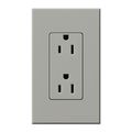 Product Image of Architectural 15A Tamper-Resistant Duplex Receptacle, Wall Plate Included, Matte Finish, Gray
