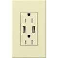 Product Image of Architectural 15A Tamper-Resist USB-A Duplex Receptacle, Self-Testing,w/ Wall Plate, Matte Finish, Almond