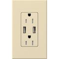 Product Image of Architectural 15A Tamper-Resist USB-A Duplex Receptacle, Self-Testing,w/ Wall Plate, Matte Finish, Beige