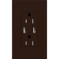 Product Image of Architectural 15A Tamper-Resist USB-A Duplex Receptacle, Self-Testing,w/ Wall Plate, Matte Finish, Brown