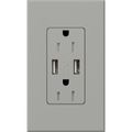 Product Image of Architectural 15A Tamper-Resist USB-A Duplex Receptacle, Self-Testing,w/ Wall Plate, Matte Finish, Gray