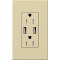 Product Image of Architectural 15A Tamper-Resist USB-A Duplex Receptacle, Self-Testing,w/ Wall Plate, Matte Finish, Ivory